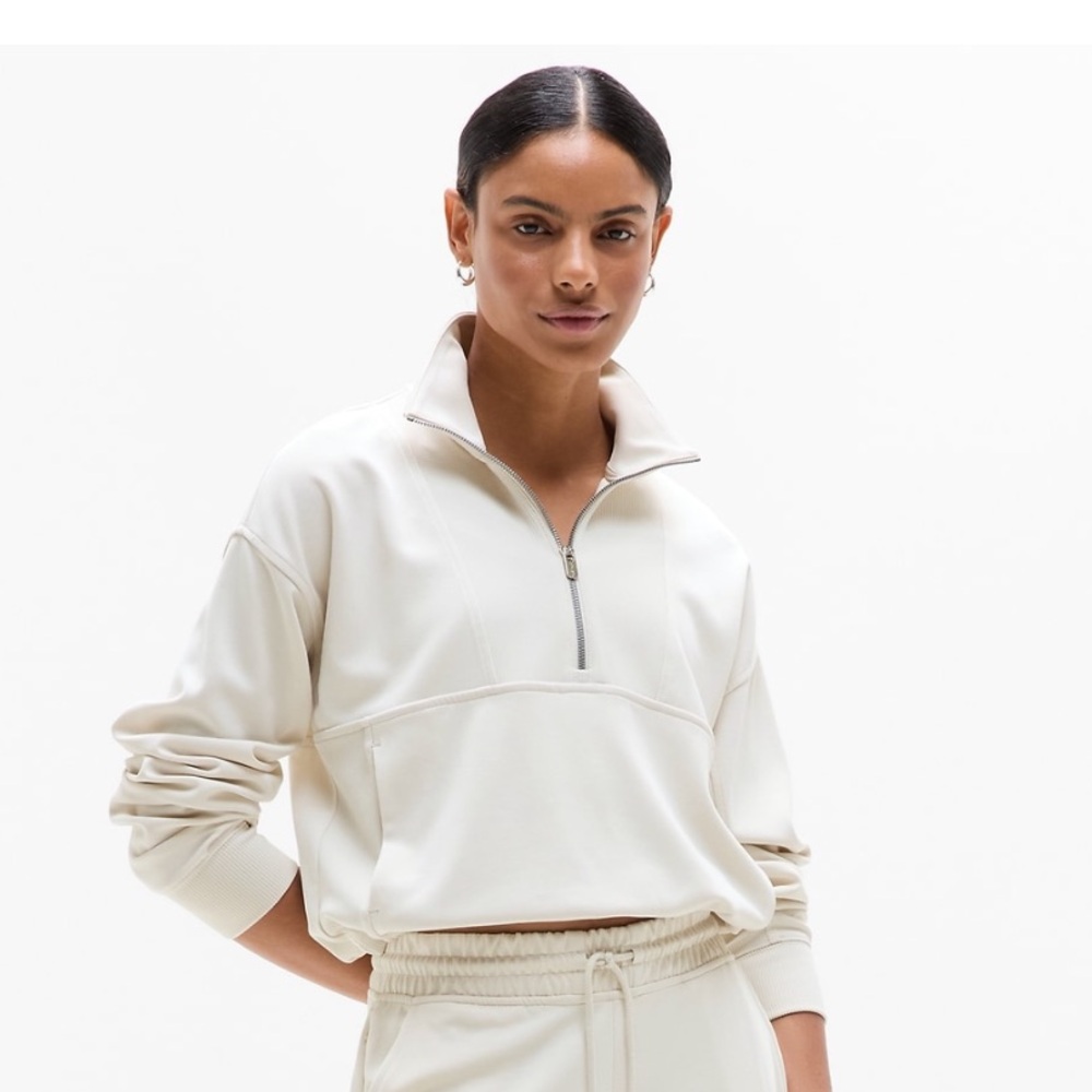 Athleta Cream Women's Half-Zip Sweatshirt